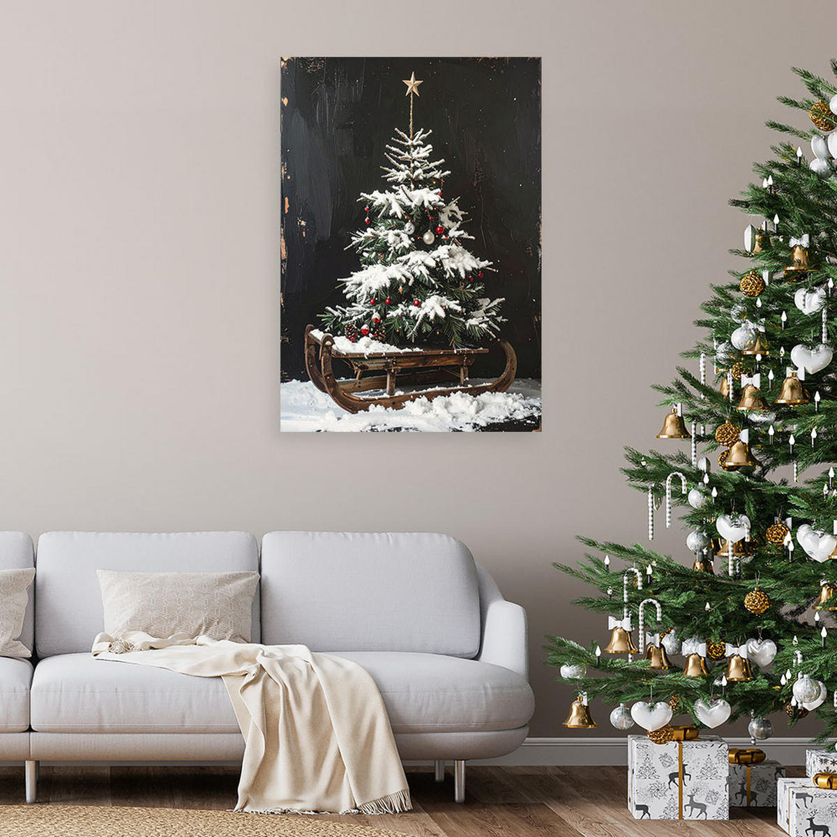 LEINWANDBILD Weihnachten 80x120cm - Schwarz, Textil (80/120cm) - Feeby