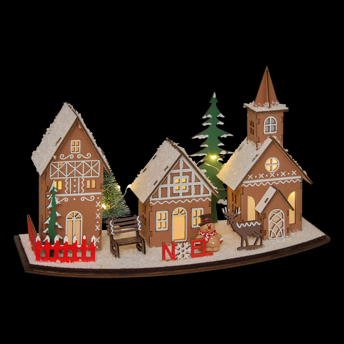 LED-LATERNE Weihnachtsdorf 30/15 cm - Braun, Holzwerkstoff (11.5/18/30.5cm) - Fééric Lights and Christmas