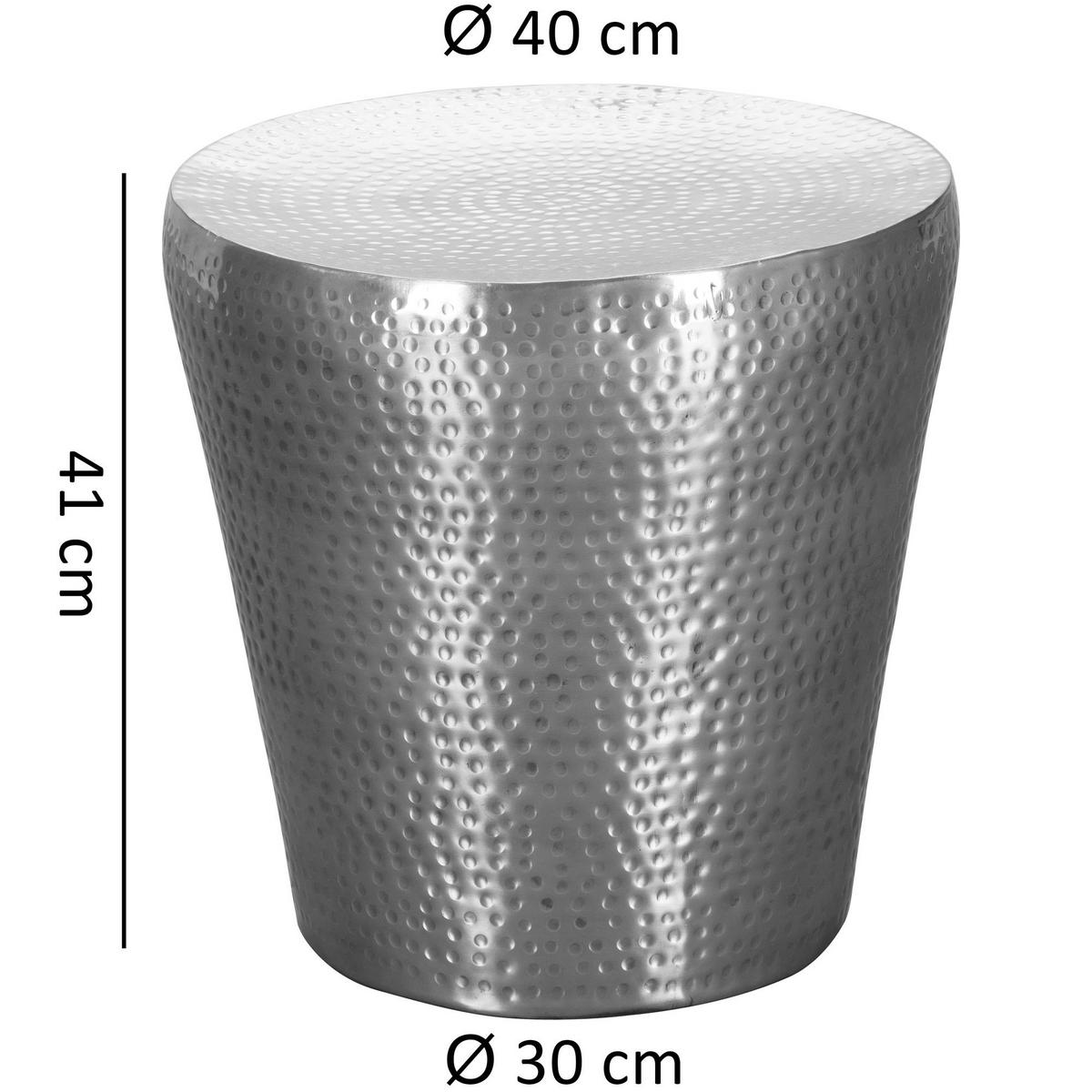 BEISTELLTISCH – Rund Silber Aluminium Hammerschlag 42 cm orientalisch - Silberfarben, Metall (41/41/41cm) - KADIMA DESIGN