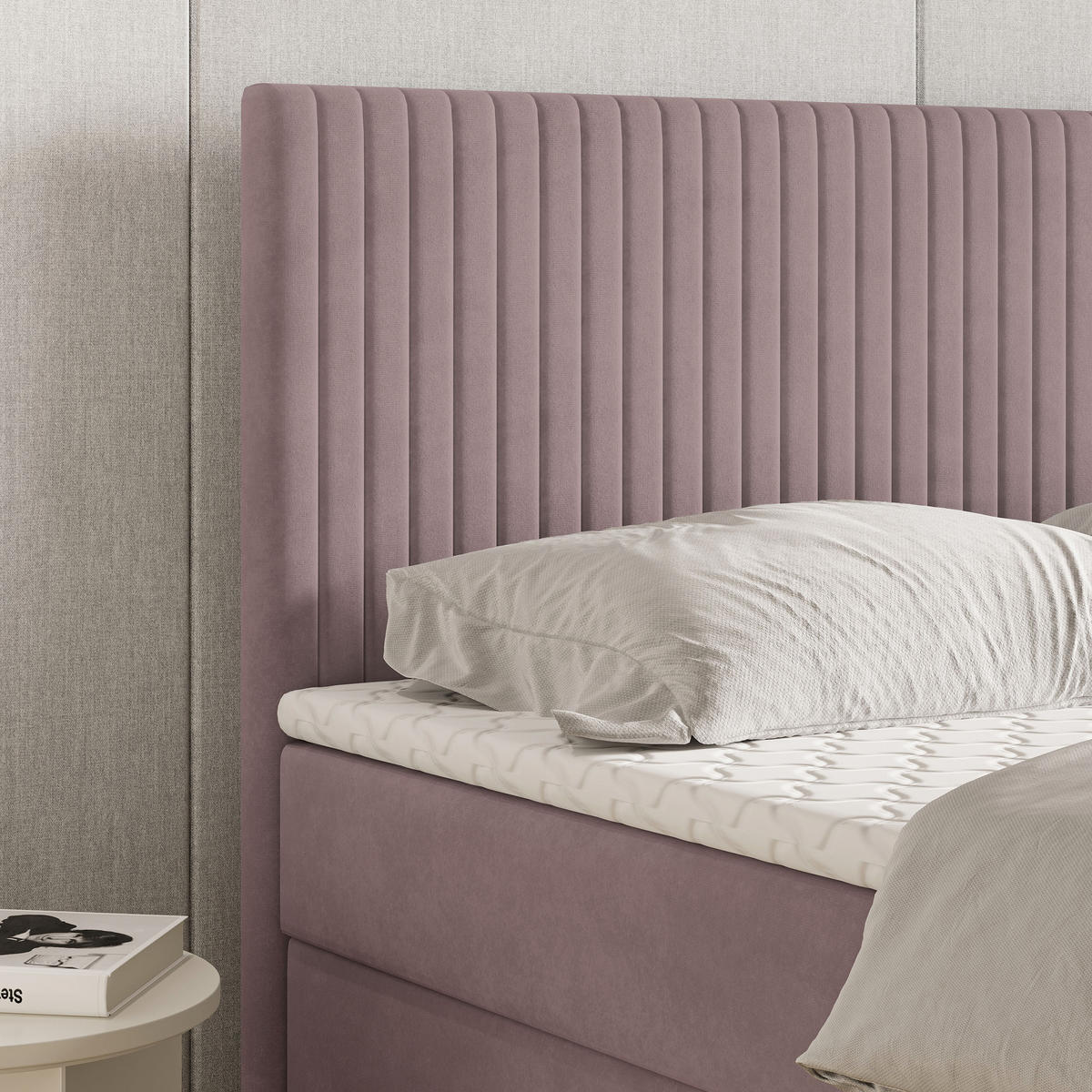 BOXBETT TERVAN 160x200 cm mit Matratze und Topper - Rosa - Rosa, Holz (160/200cm) - MASSENO