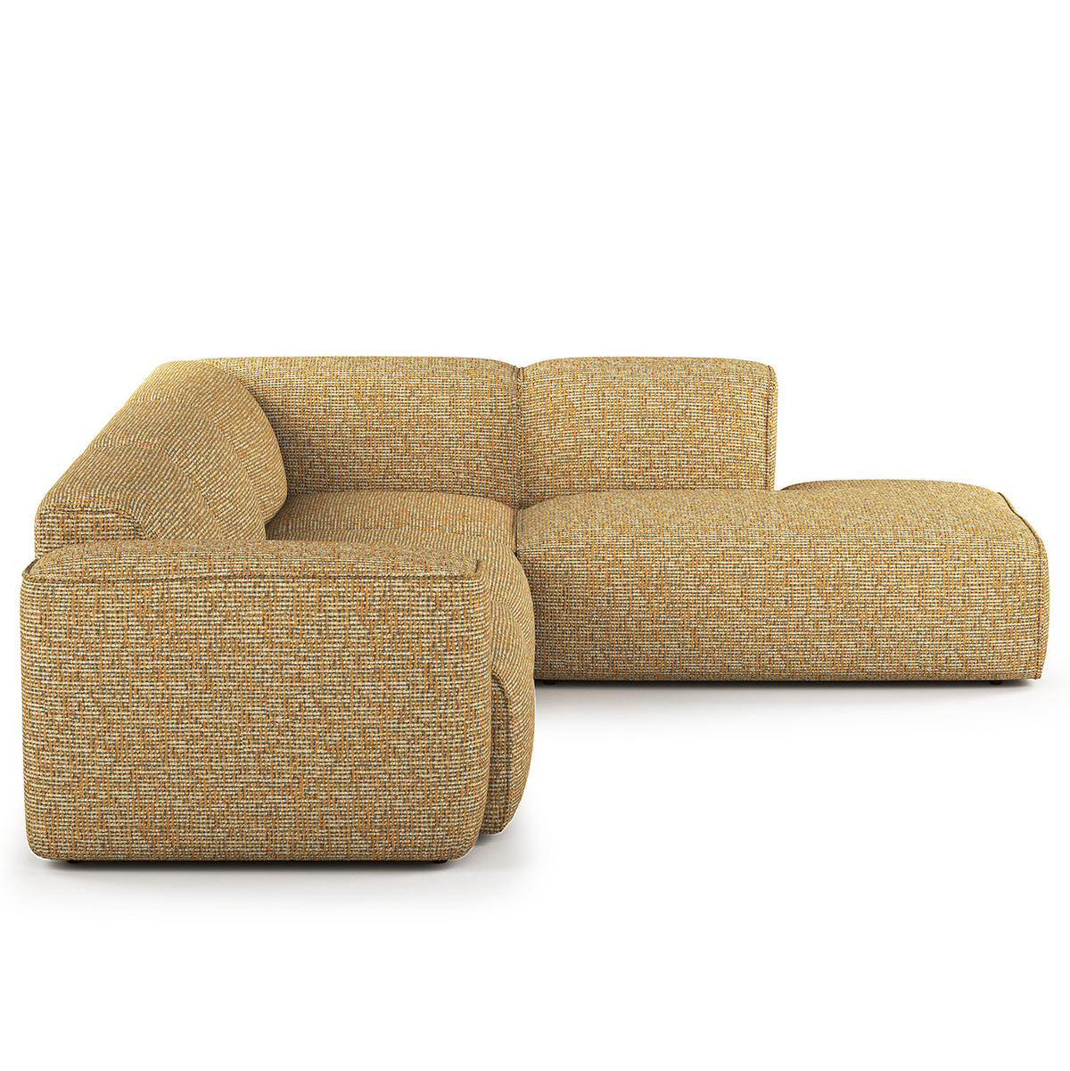 3-SITZER ECKSOFA mit Recamiere - Schwarz/Honig, Kunststoff/Textil (295/231cm) - home24