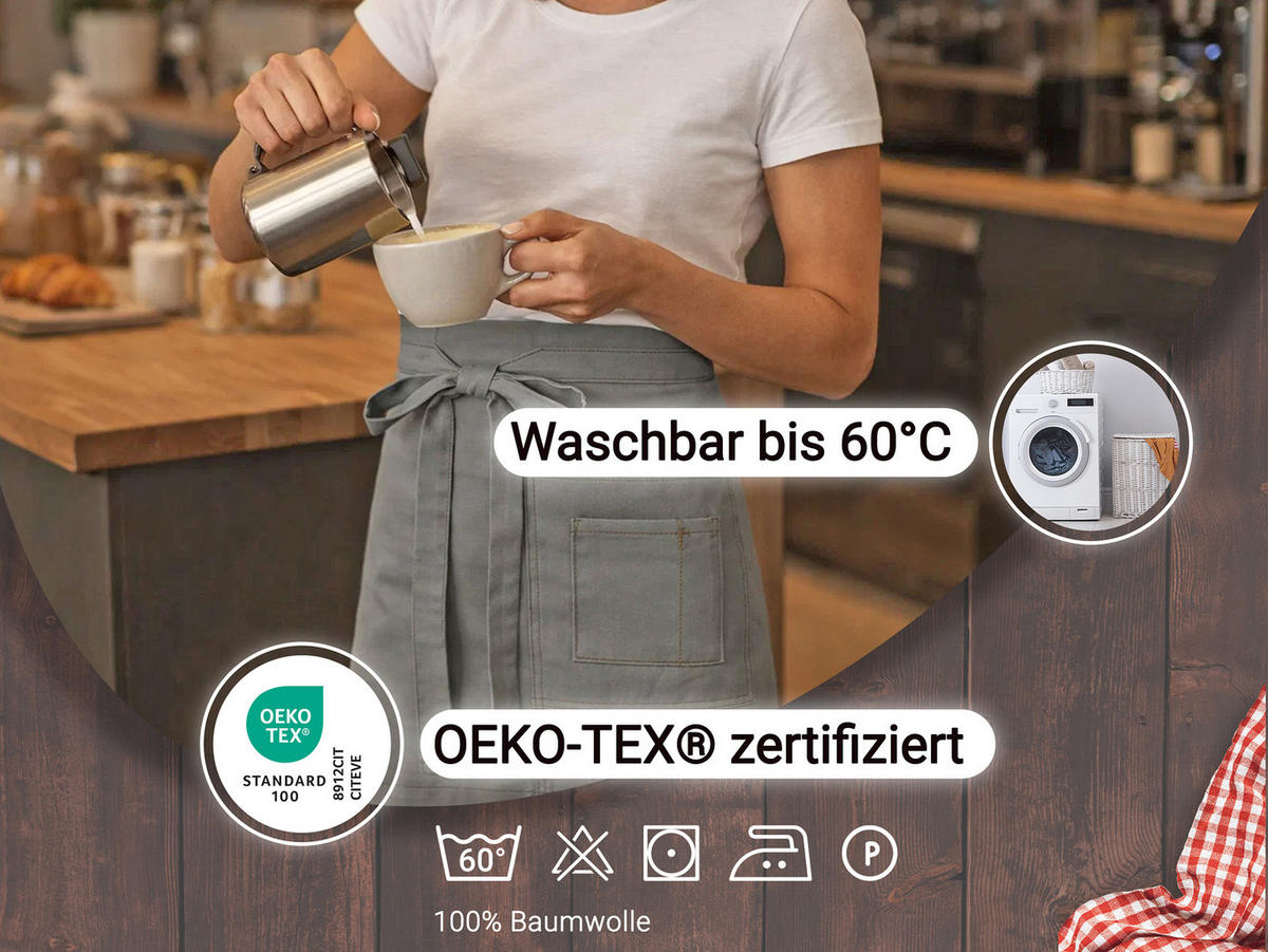 SCHÜRZE , 50x70 cm, 100% Baumwolle, Braun - Graubraun, Textil (50/70cm) - Zollner