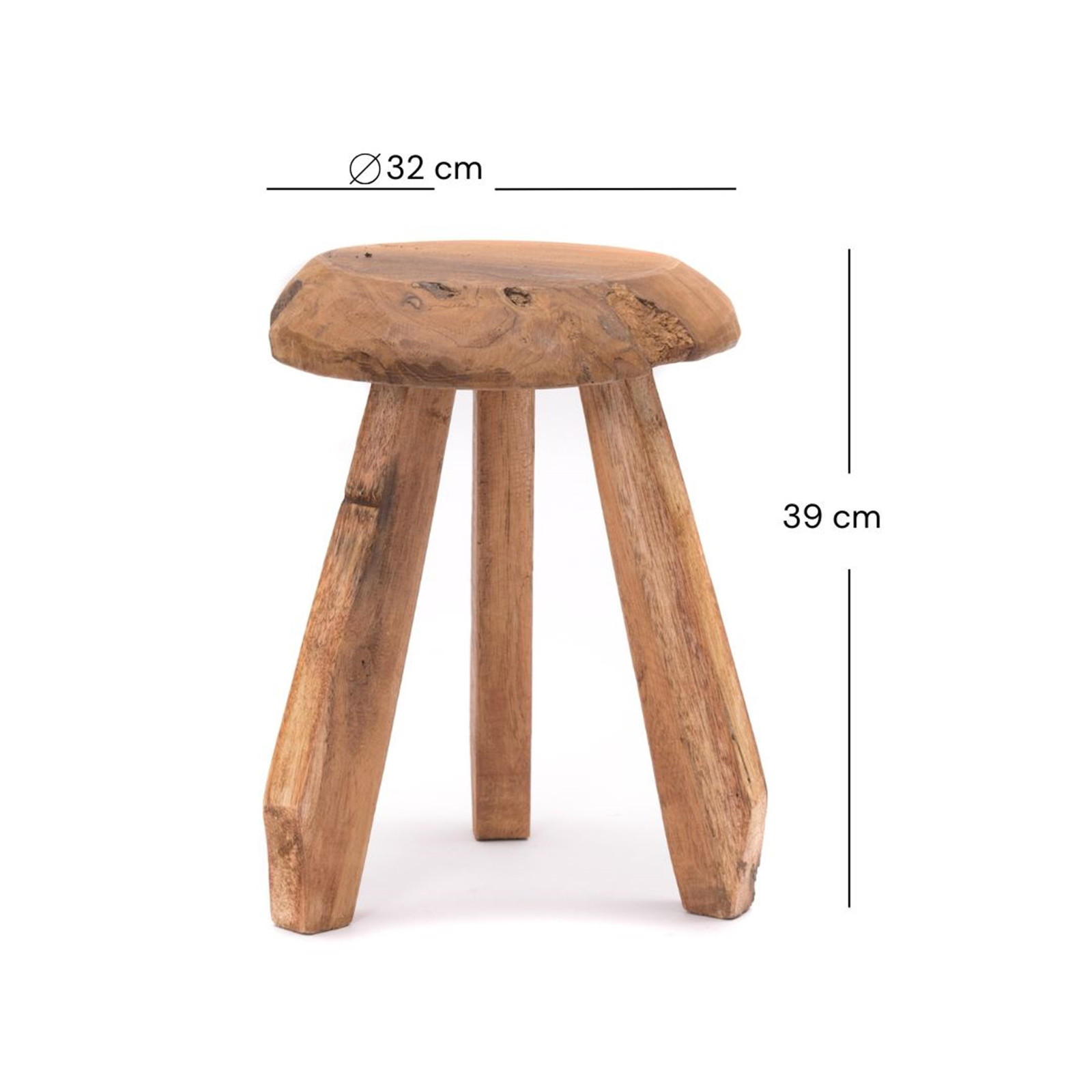 HOCKER Heidi Mahagoni Massivholz, rund naturfarben - Naturfarben, Holz (32/39/32cm) - CREEDWOOD