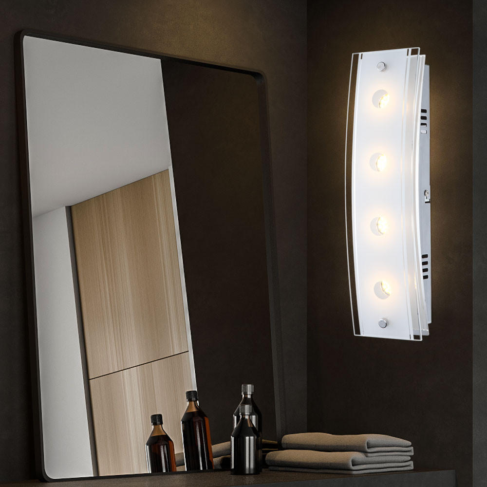 LED WANDLEUCHTE KADIRA Silber Glas satiniert - Silberfarben, Glas (9/6.5/33cm) - Globo Lighting