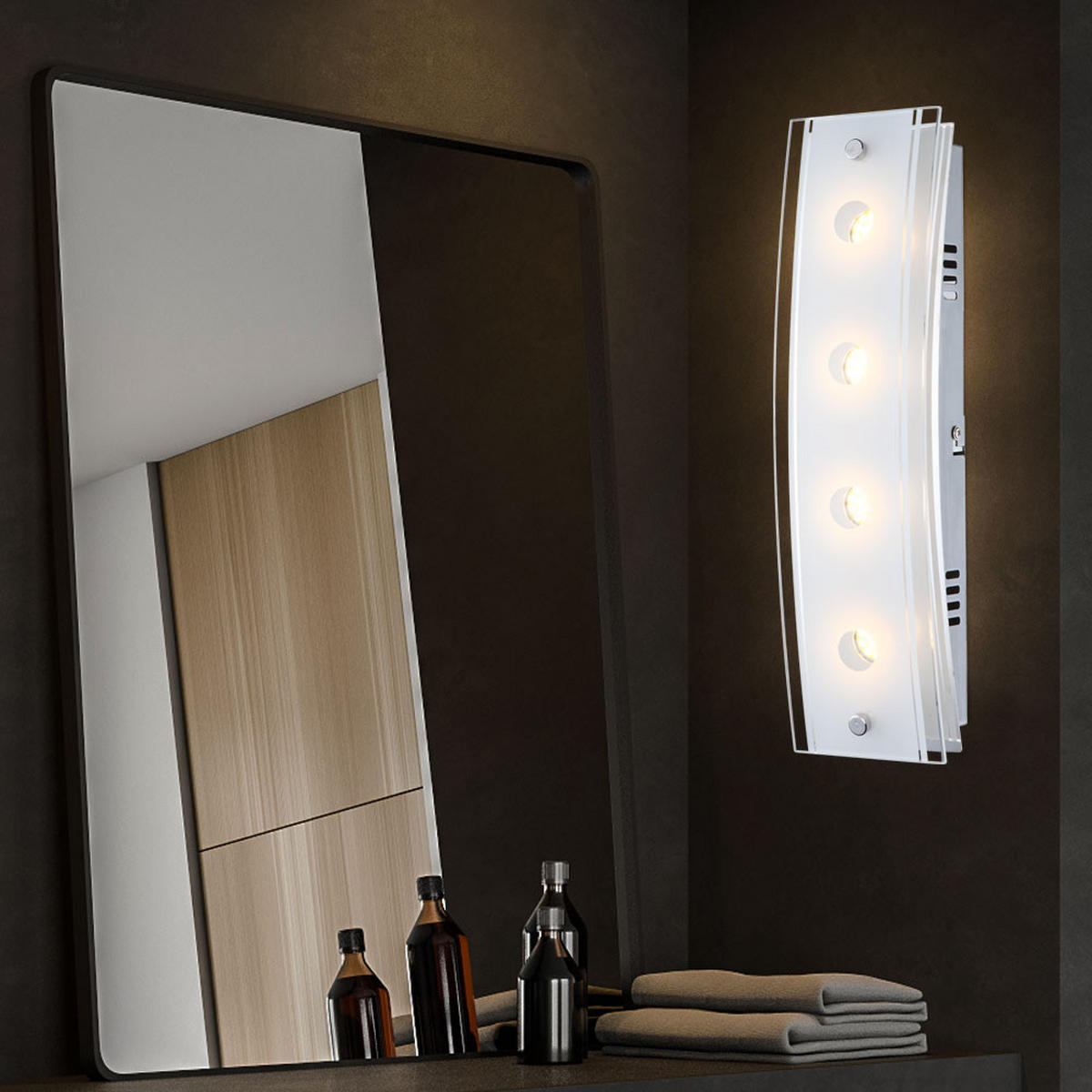 LED WANDLEUCHTE KADIRA Silber Glas satiniert - Silberfarben, Glas (9/6.5/33cm) - Globo Lighting