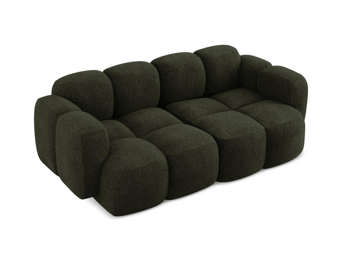 2-SITZER SOFA Chenille Stoff Grün - Dunkelgrün/Schwarz, Holzwerkstoff/Kunststoff (210/72/115cm) - Makamii