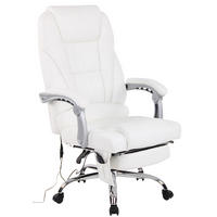 BÜROSTUHL Pacira, Echtleder mit Massagefunktion Weiß - Weiß, Leder/Metall (68/127/64cm) - TPFLiving