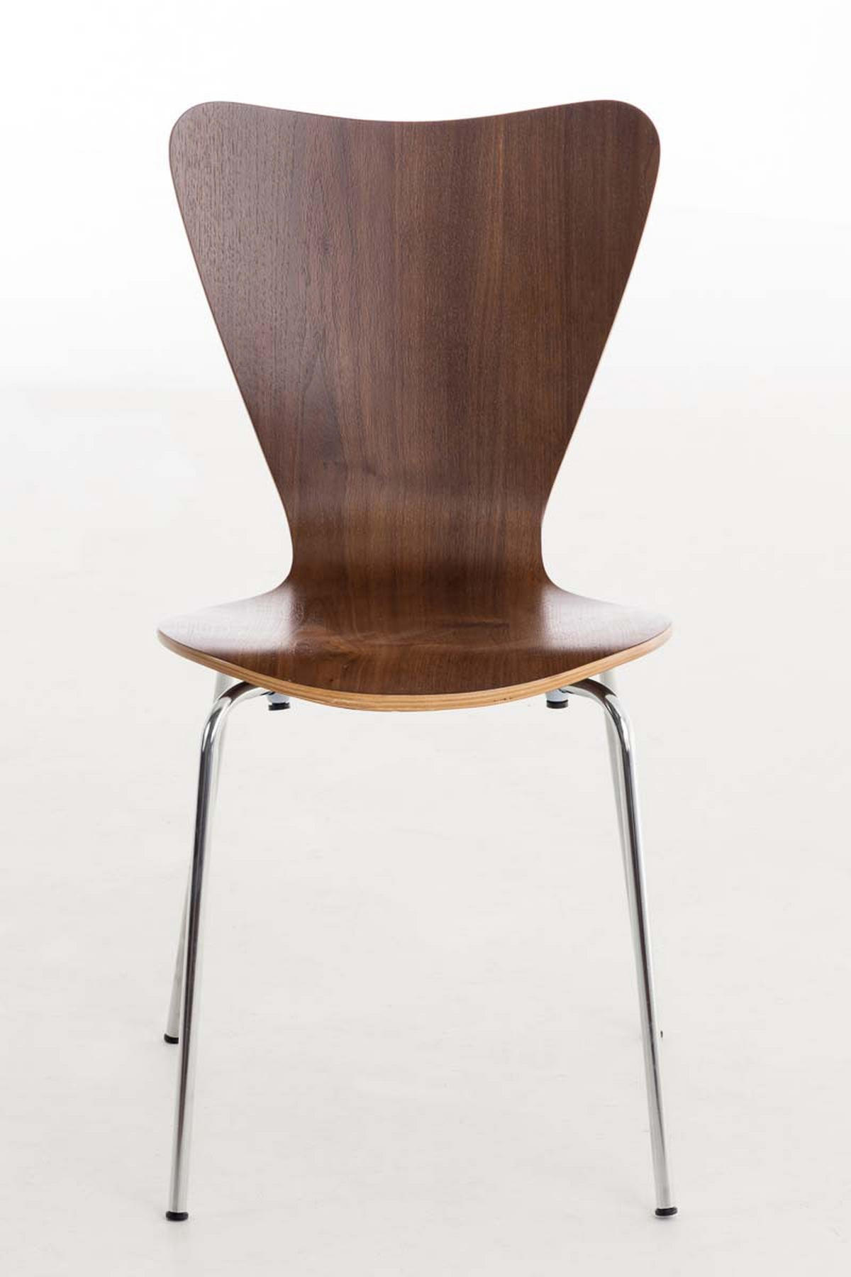BESUCHERSTUHL Calisso mit Holzsitz und Metallgestell, Farbe: Walnuss - Chromfarben/Walnussfarben, Holz/Metall (42/85/47cm) - TPFLiving