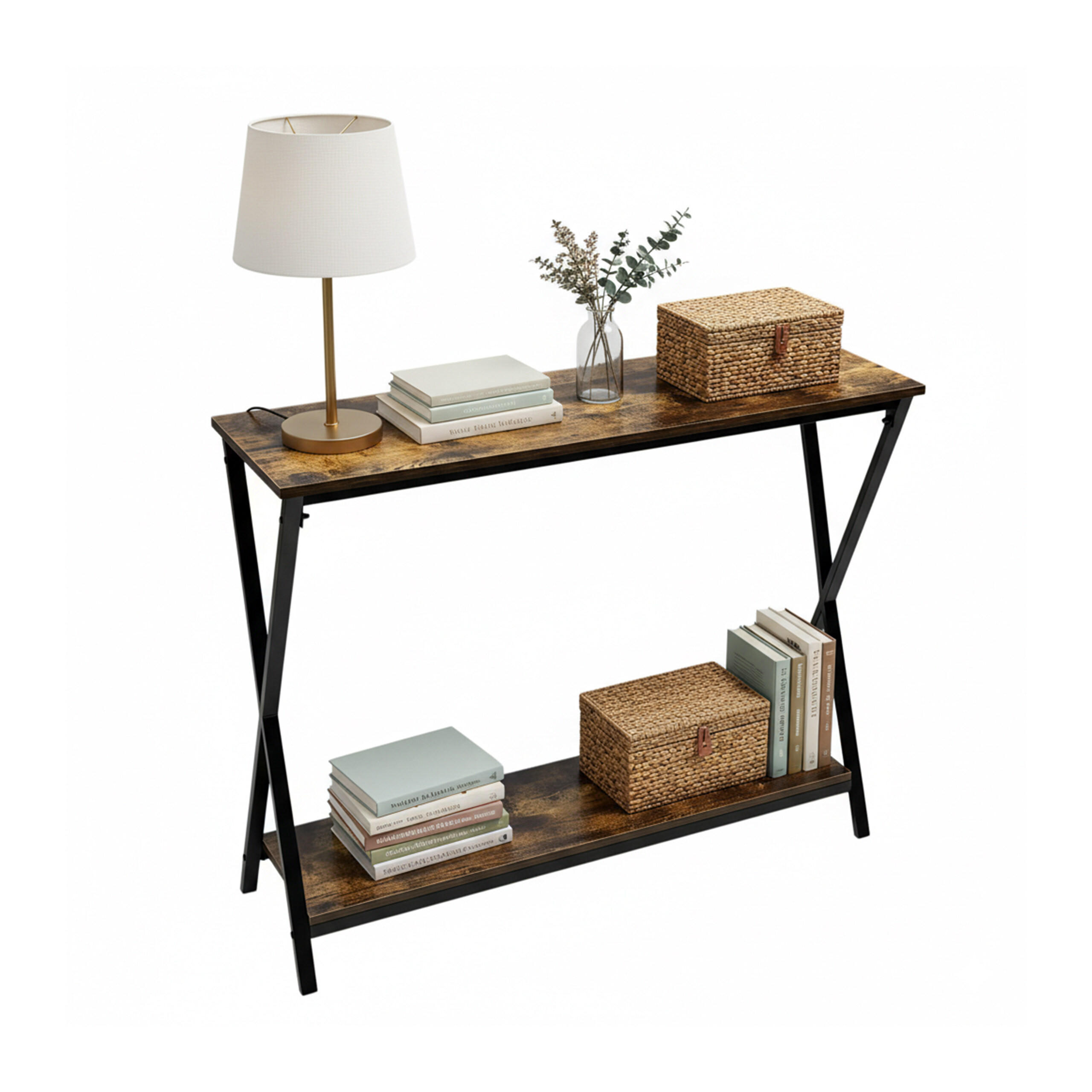 KONSOLENTISCH - Dunkelbraun, Holzwerkstoff/Metall (30/100/80cm) - Relaxdays