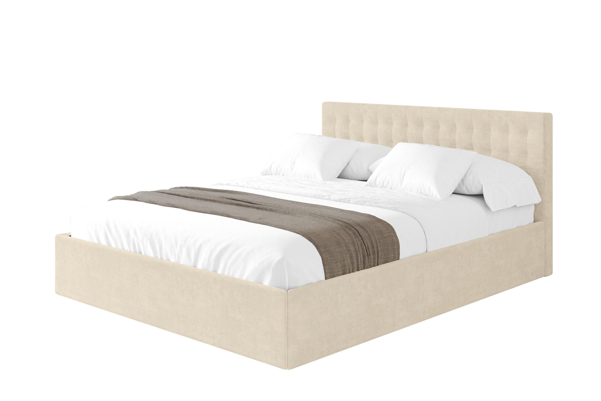 POLSTERBETT mit Bettkasten und Lattenrost, Bett mit Matratze H3/H4 - PARI 160x200 Beige - Beige, Holzwerkstoff/Textil (160/200cm) - ALTDECOR