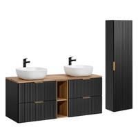 BADMÖBEL 140.8cm Adriel 2er-Set Schwarz - Schwarz, Holzwerkstoff (140.8/59/46cm) - Petits-meubles