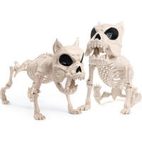 SKELETT Hund 2-teiliges Set 30,5 cm Halloween Dekoration bewegliche Gelenke Kunststoff Allwetter - Weiß, Kunststoff (28/18.5/32.5cm)