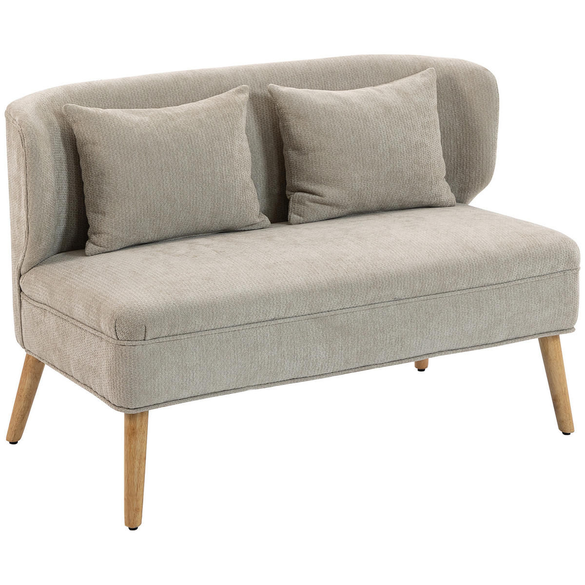 2-SITZER-SOFA DE-06571 kleines Chenille-Sofa mit Flügelrücken, dicker Sitz Beige - Beige, Holz/Textil (117/78.5/65cm) - ComfortXL