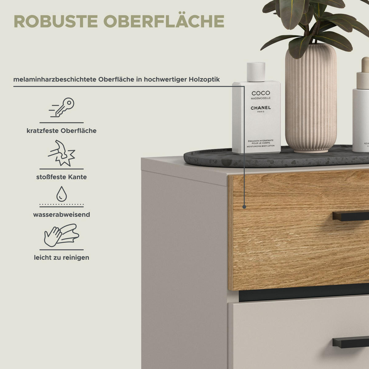 STANDSCHRANK AQUA (B/H/T: ca. 32/91/30 cm) in Kaschmir/Kaschmir - Kaschmir, Holzwerkstoff (32/91/30cm)