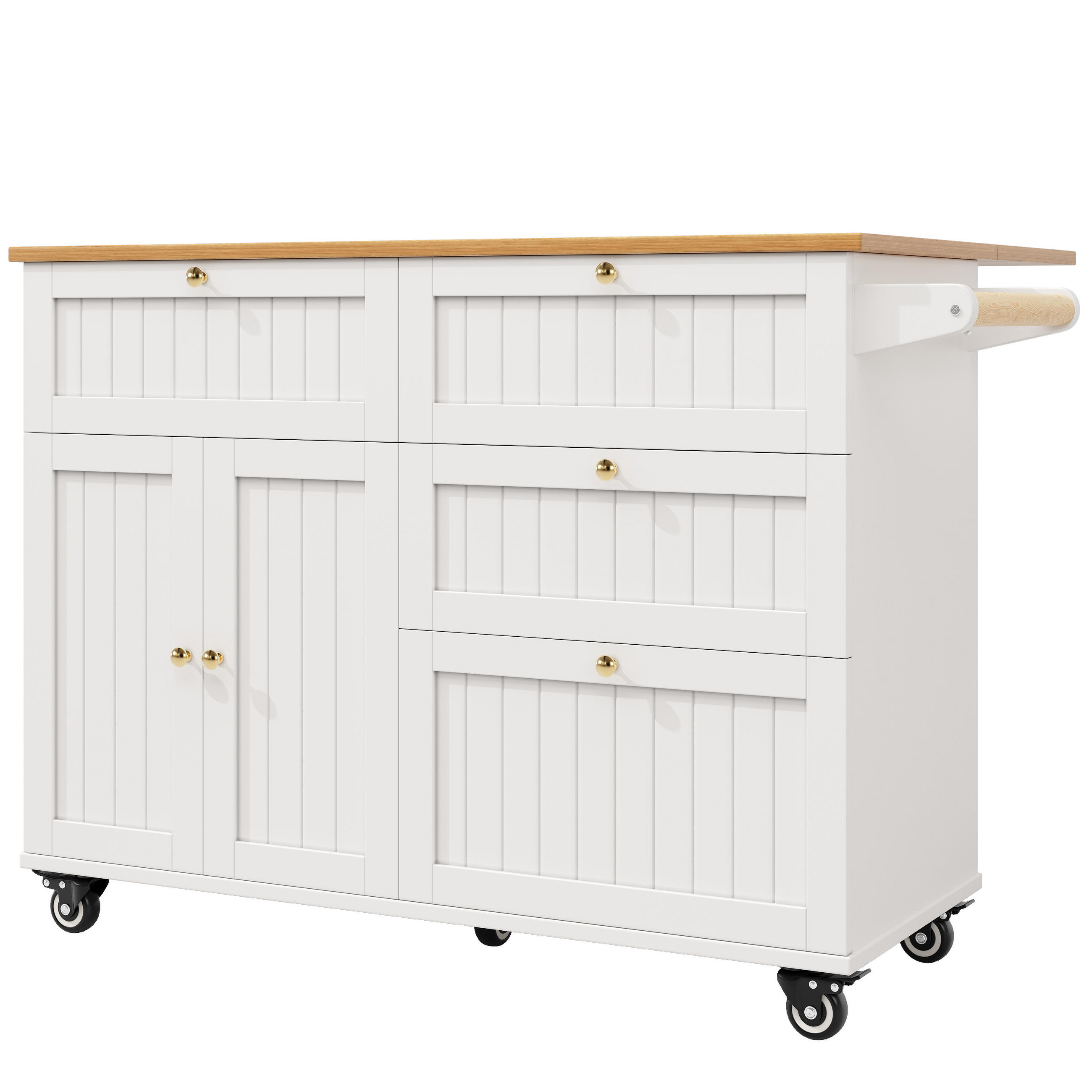 KÜCHENINSEL Weiß 133/70/88 cm - Weiß, Holzwerkstoff/Metall (70/88/133cm) - Urban Meuble