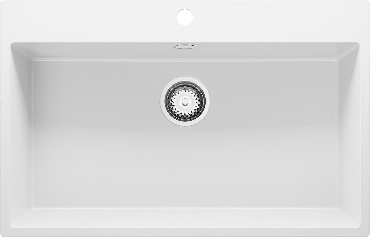 SPÜLBECKEN Riga, 2-er set Weiß 78/50 cm 1 Becken + Ablauf-Set ab 80er Unterschrank - Chromfarben/Weiß, Kunststoff (78/20/50cm) - Primagran
