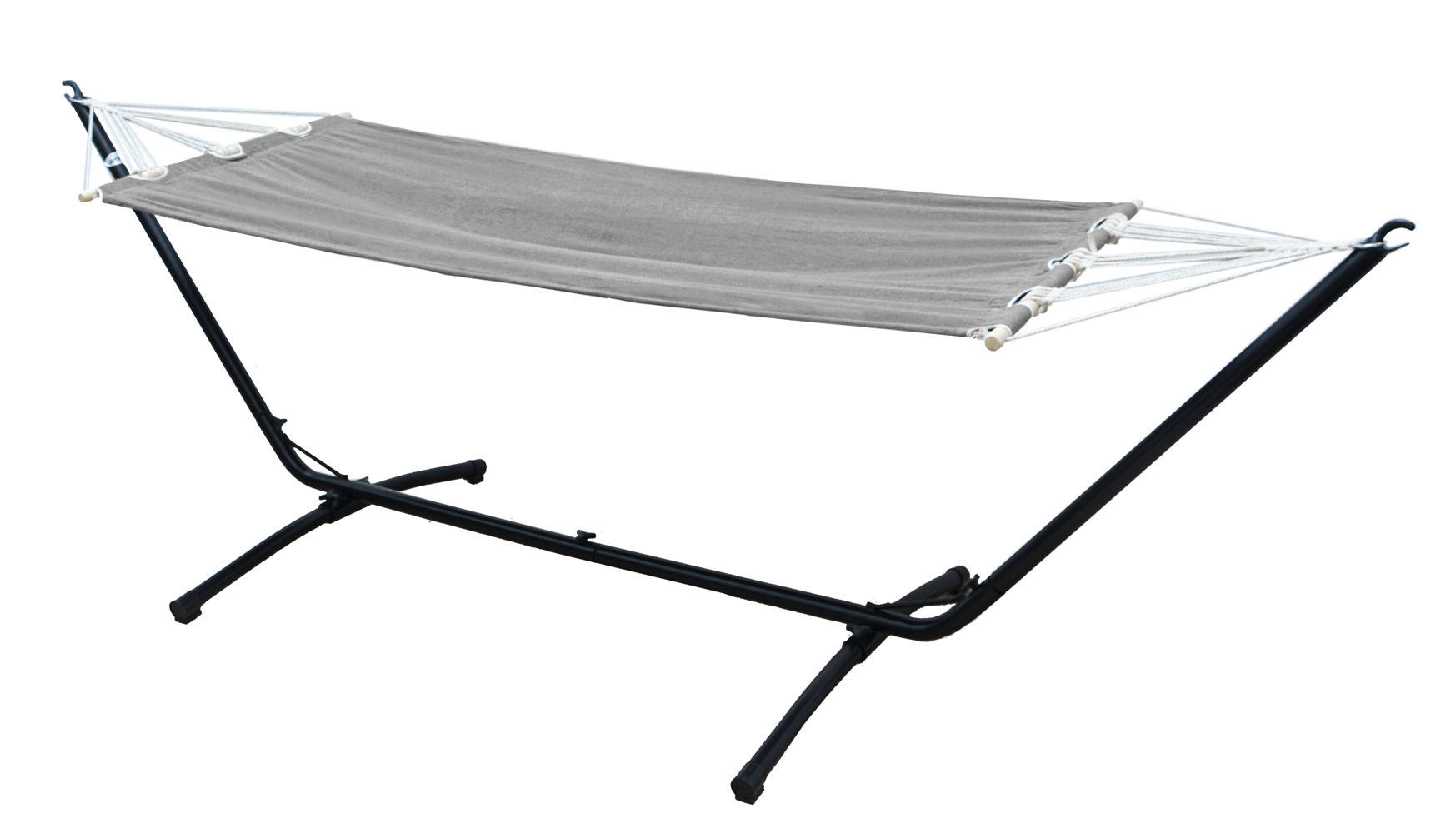 HÄNGEMATTE mit Gestell 310/100 cm, Grau/Schwarz - Schwarz, Metall (100/95/310cm) - Amanka