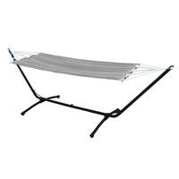 HÄNGEMATTE mit Gestell 310/100 cm, Grau/Schwarz - Schwarz, Metall (100/95/310cm) - Amanka