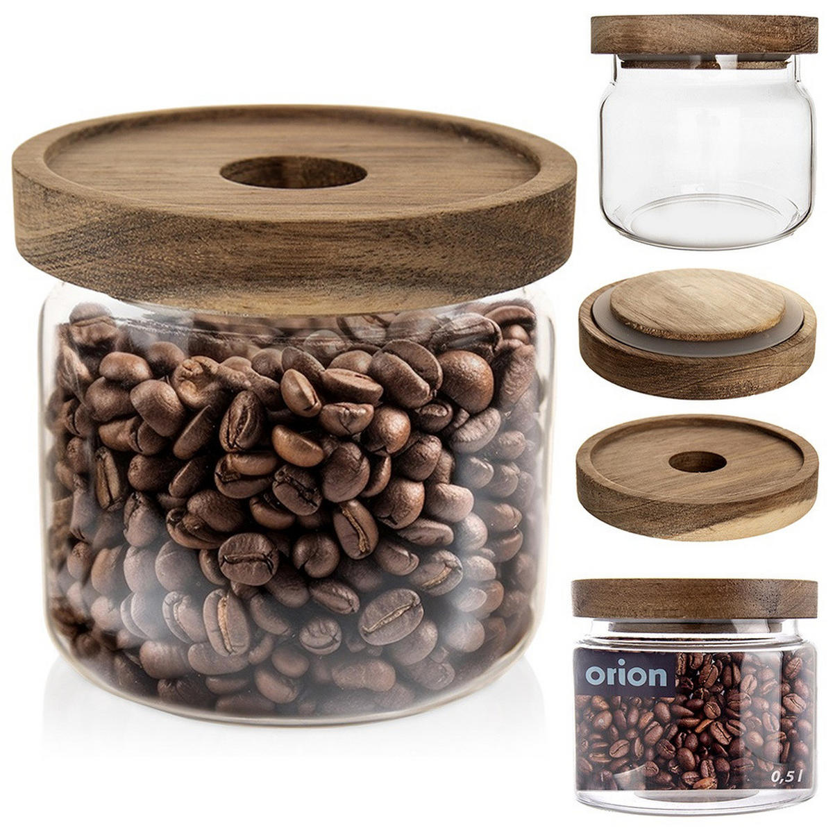 VORRATSGLAS Akaziendeckel 500 ml Transparent - Transparent, Glas (10/9/10cm) - Orion 