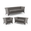 SITZGARNITUR 3+2+1 Chesterfield Whitby Grau Samt mit schwarzen Füßen - Schwarz/Grau, Holz/Textil (237/78/82cm) - S-Style Möbel