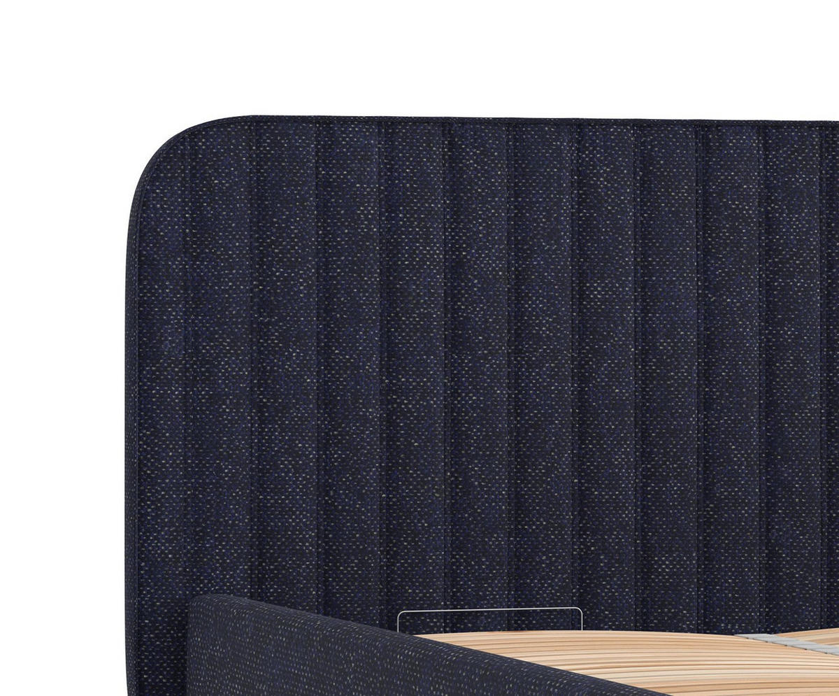 POLSTERBETT Noto Marineblau 140/200 cm im Chenille-Stoff - Naturfarben/Dunkelblau, Holz/Holzwerkstoff (140/200cm) - Maison de Reve