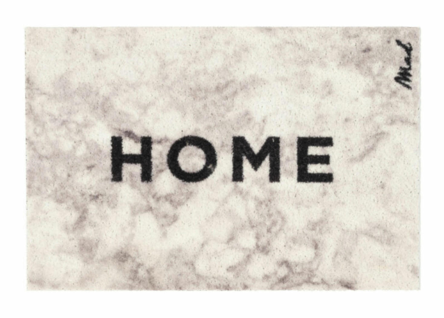 OUTDOOR FUßMATTE "Blink" mit Spruch "Home" Marmor 50 x 75 cm - Beige/Schwarz, Kunststoff/Textil (50/75cm) - MAD ABOUT MATS