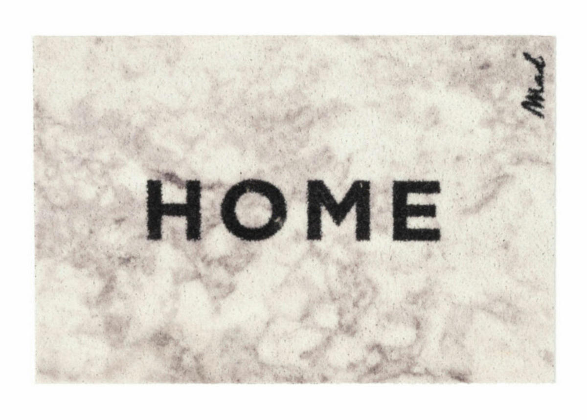 OUTDOOR FUßMATTE "Blink" mit Spruch "Home" Marmor 50 x 75 cm - Beige/Schwarz, Kunststoff/Textil (50/75cm) - MAD ABOUT MATS