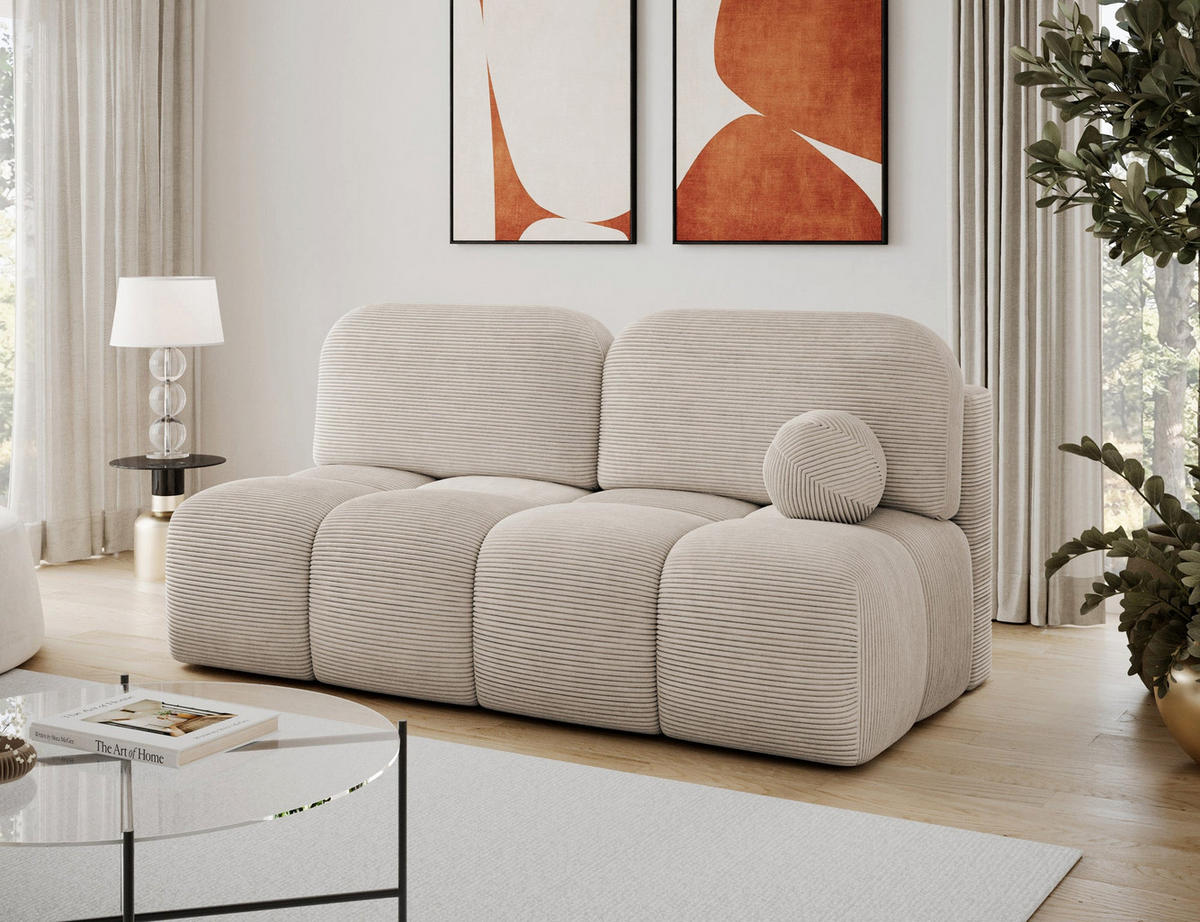 SCHLAFSOFA Nuwia mit Schlaffunktion und Bettkasten – Modernes Designsofa mit Schlafauszug und dekorativer Steppung - Beige, Kunststoff (200/102/100cm) - Wohnideebilder