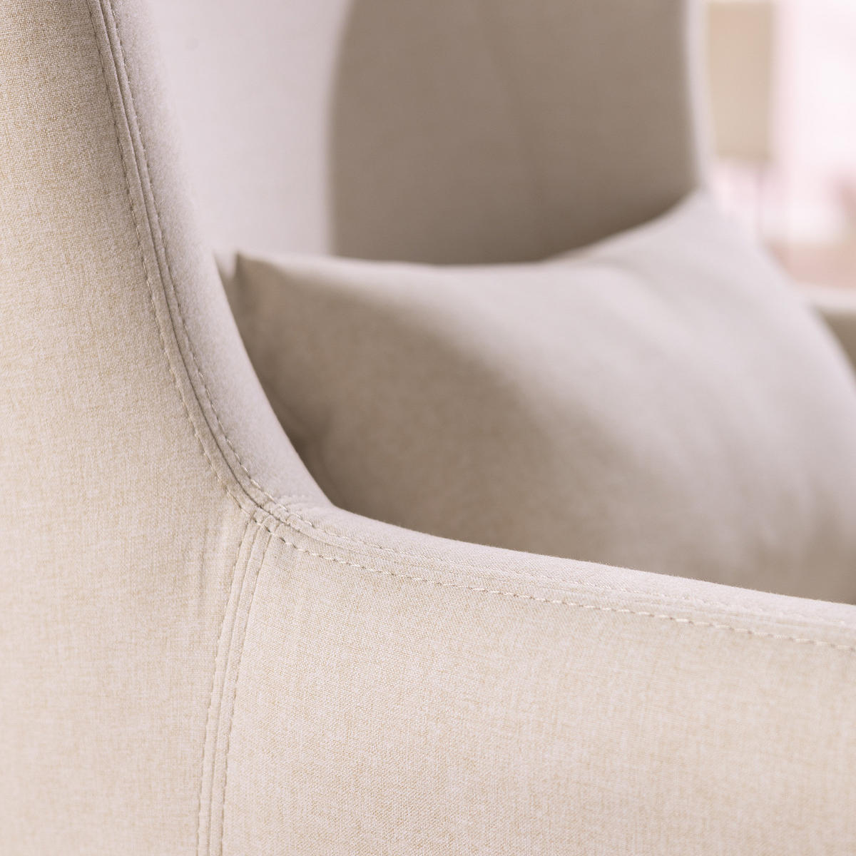 SESSEL mit Hocker - Beige, Holz/Birkenholz (75/96/78cm) - home24
