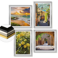 WANDBILDER 4er Set - 50x50 cm & 40x60 cm Silberner Rahmen - Malerische Straßen am Meer, Strand - Silberfarben, Kunststoff (50/50cm) - ArtPrintCave