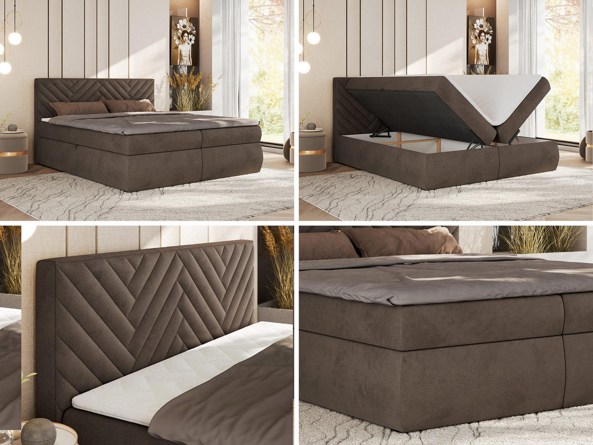 BOXBETT AVERTA 160/200 - Braun Velvet - H4 - Braun, Textil (160/200cm) - MKS