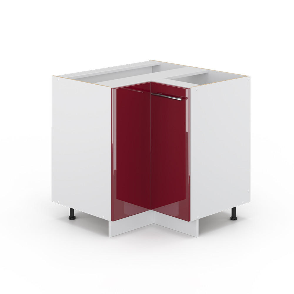 ECKUNTERSCHRANK Fame-Line Bordeaux Hochglanz 80.5 cm ohne AP - Bordeaux/Weiß, Holzwerkstoff (80.5/82/51.6cm) - Vicco