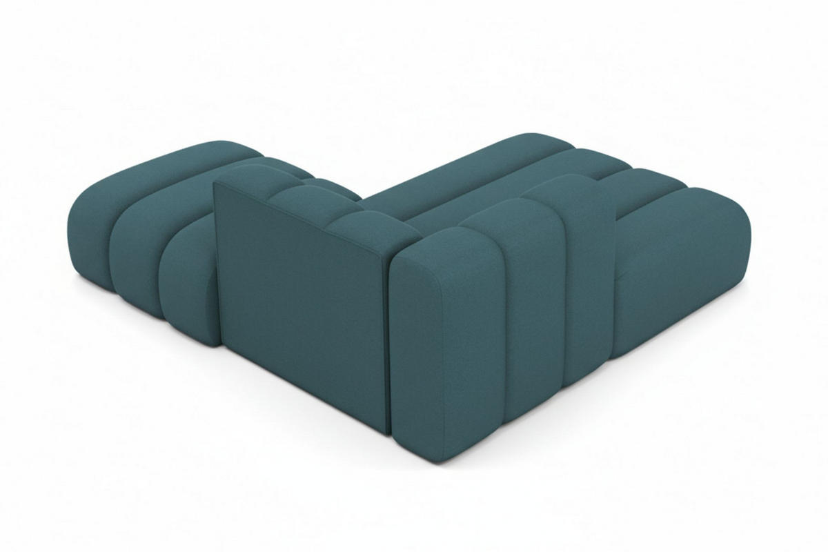 CHAISELONGUE Mit Hocker Grand, Veloursstoff Salvador, Azurblau, Rechts - Blau, Holz (204/179cm) - Kaiser Möbel