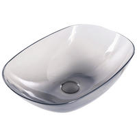 AUFSATZWASCHBECKEN Schwarz 54/36 cm Mineralwerkstoff Moengo - Transparent/Schwarz, Keramik (54/15/36cm) - Beliani