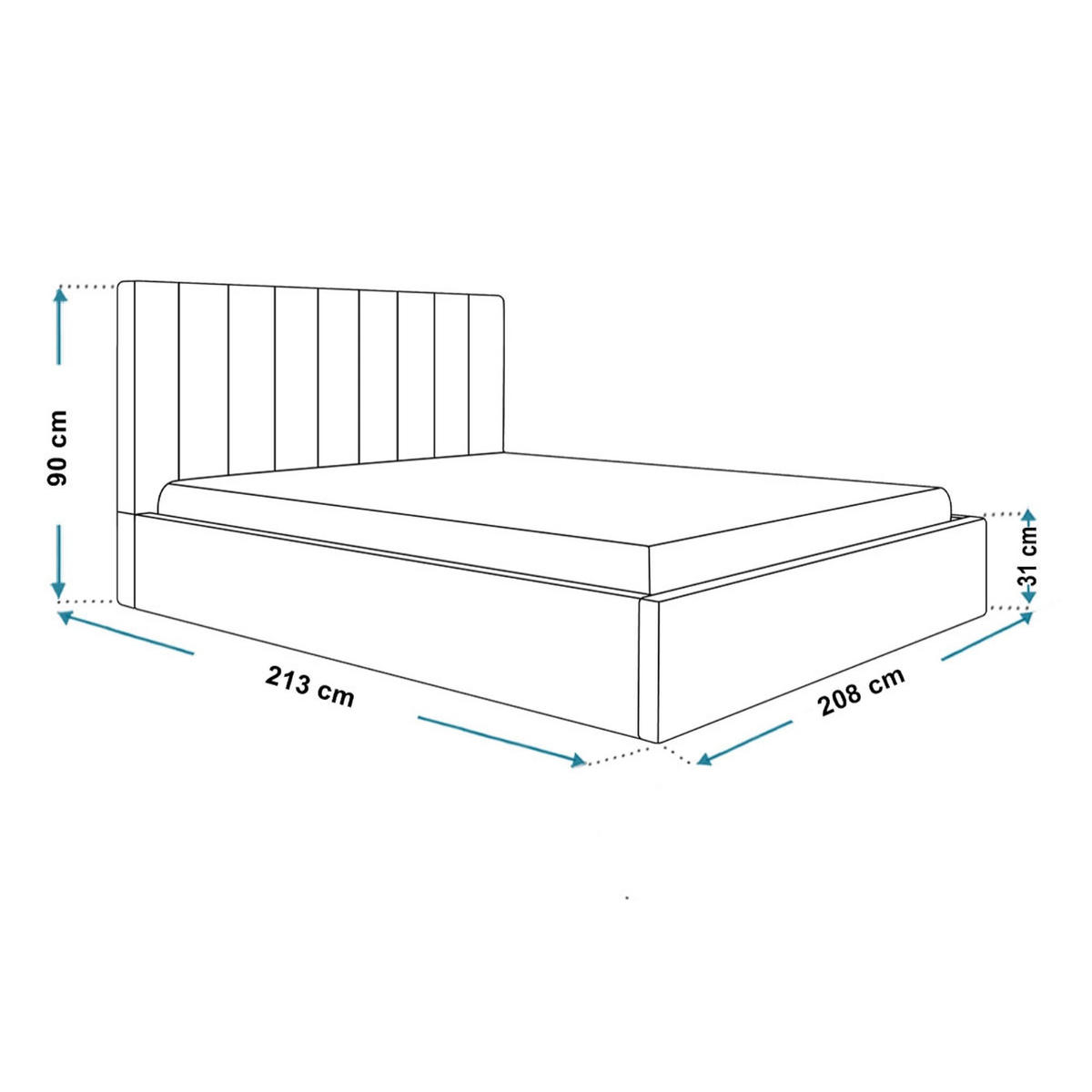 BETT 200x200 - Polsterbett mit Bettkasten und Metallrahmen - Modern Betten - Weicher Jasminstoff - Kollektion Sapporo - Beige - Beige, Holz/Textil (200/200cm) - Alpi-Möbel