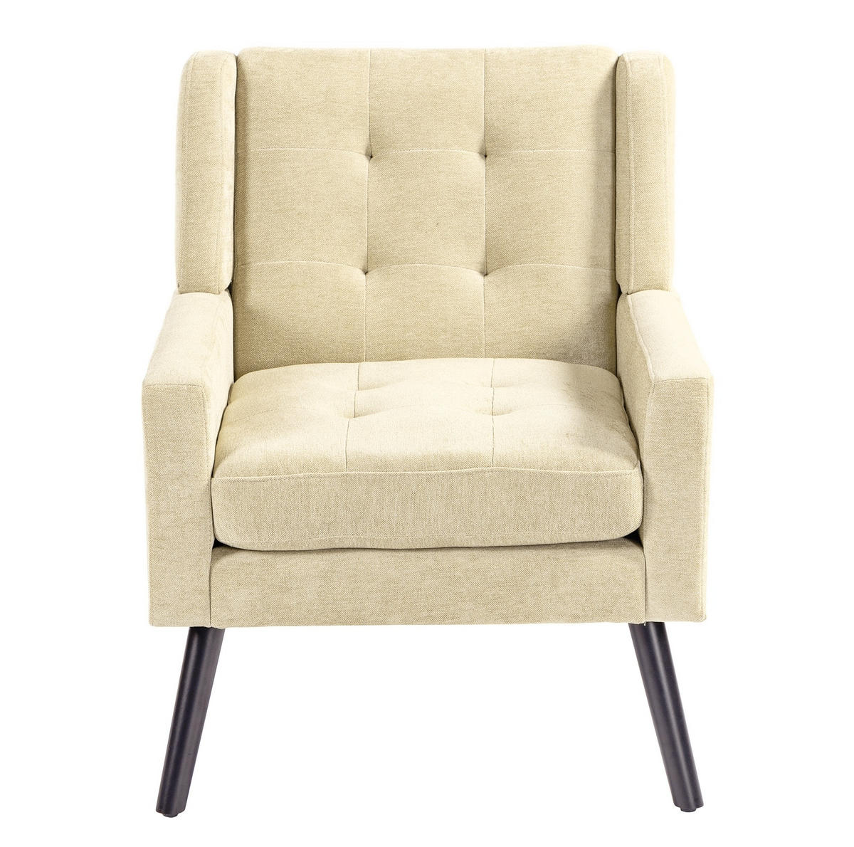 SESSEL Beige mit Tufting und Massivholzbeinen, kompakt und bequem,76/68/88 cm - Beige, Textil (76/88/68cm) - Flora Grace