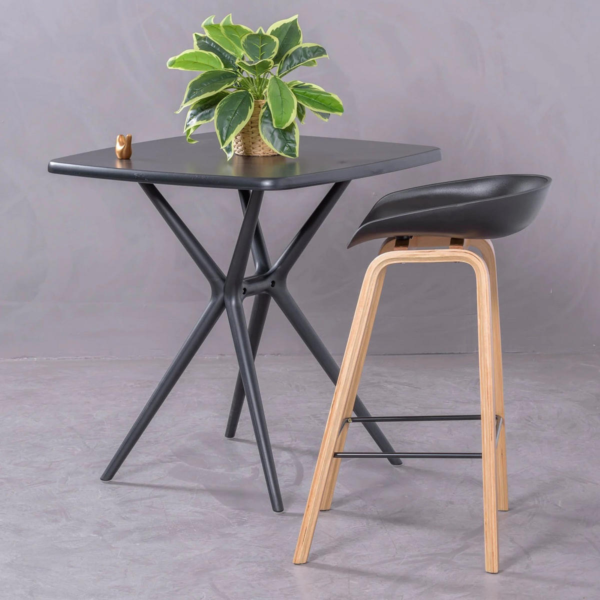 HOCKER Kunststoff Schwarz - Schwarz, Kunststoff (49/76/45cm) - Nest Dream