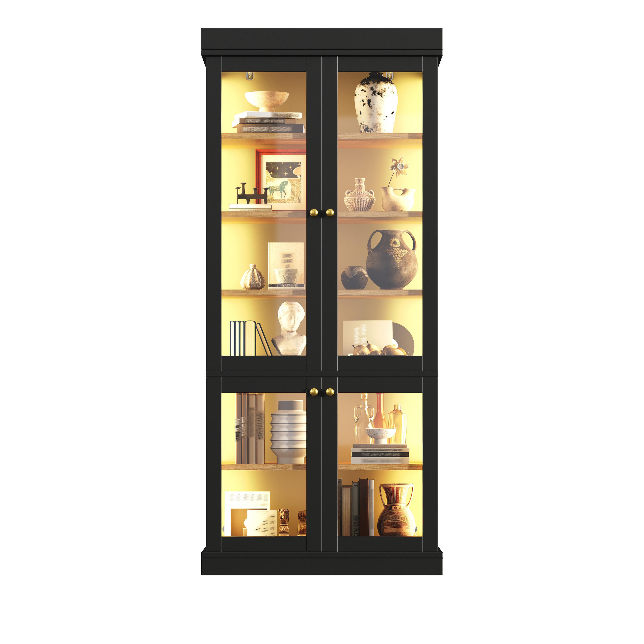 VITRINE LED Glasfront Schwarz - Schwarz, Glas (80/180/40cm) - FLIEKS