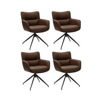 ARMLEHNSTUHL-SET 4 Stück in Kunstleder Cognacbraun - Schwarz/Braun, Textil/Metall (55/84/60cm) - Furnhouse