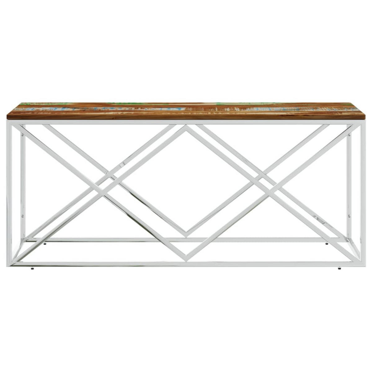 COUCHTISCH Edelstahl und Altholz Massiv - Multicolor, Metall (110/45/45cm) - furnicato