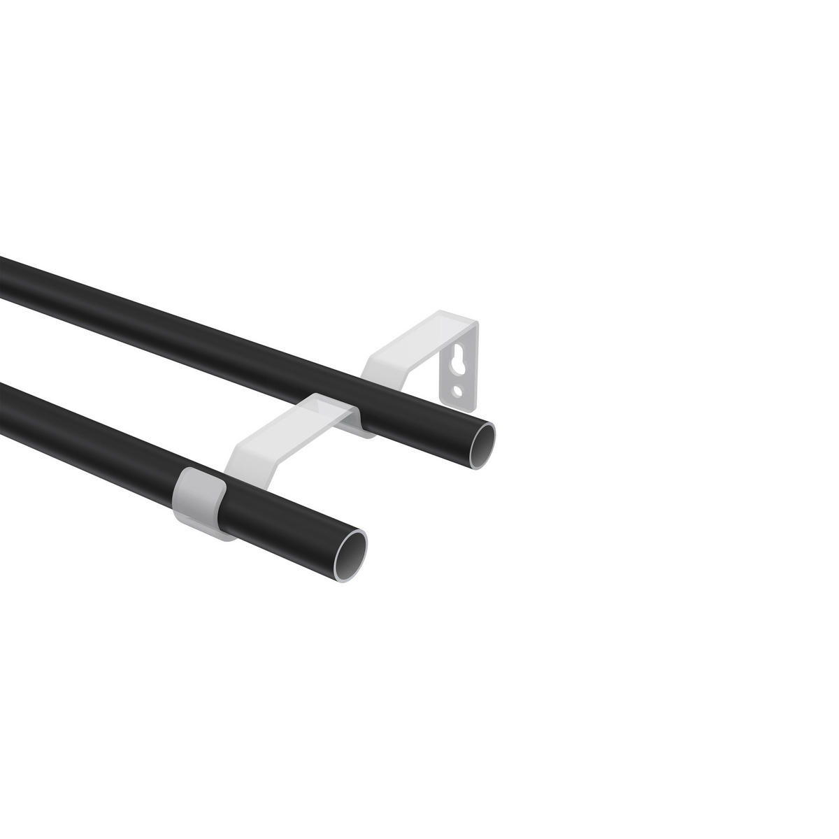 GARDINENSTANGE Olymp Lucan 600 cm (geteilt in 3 x 200 cm), 2-läufig (ohne Ringe), 16 mm Ø Schwarz - Schwarz, Metall (600cm) - INTERDECO
