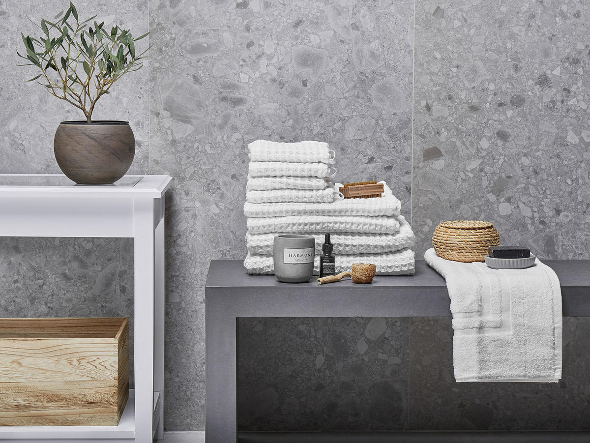 BADEHANDTUCH 9-teilig Weiß Areora - Weiß, Textil (70/140cm) - Beliani