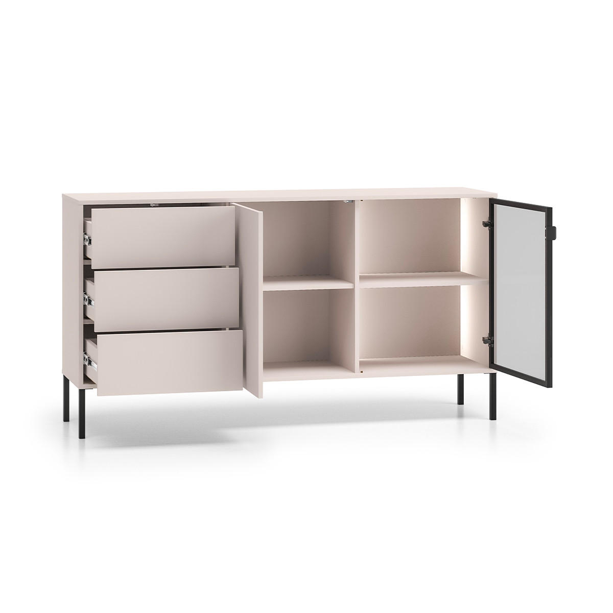 SIDEBOARD Paige Kaschmir und Schwarz - Beige, Holzwerkstoff (160/86/40cm) - Petits-meubles