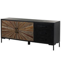 SIDEBOARD Sheesham 178x45x75 schwarz lackiert SUN #100 - Schwarz, Holz (178/75/45cm) - Massivmoebel24
