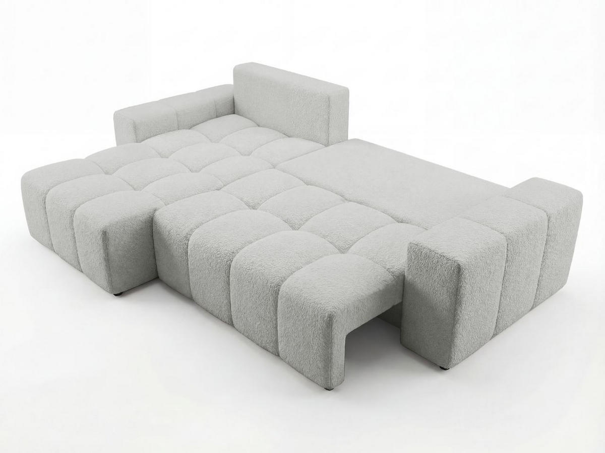 ECKSOFA Bresso Bouclé-Stoff Hellgrau - Hellgrau, Holz/Textil (255/168cm) - Graingold