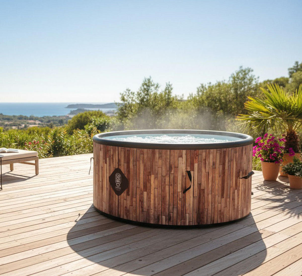 WHIRLPOOL Aufblasbar Bali 150 cm Durchmesser 800 Liter Motor 2240 W Für bis zu 4 Personen - Rotbraun, Kunststoff (150/70/70cm) - COCO SPA