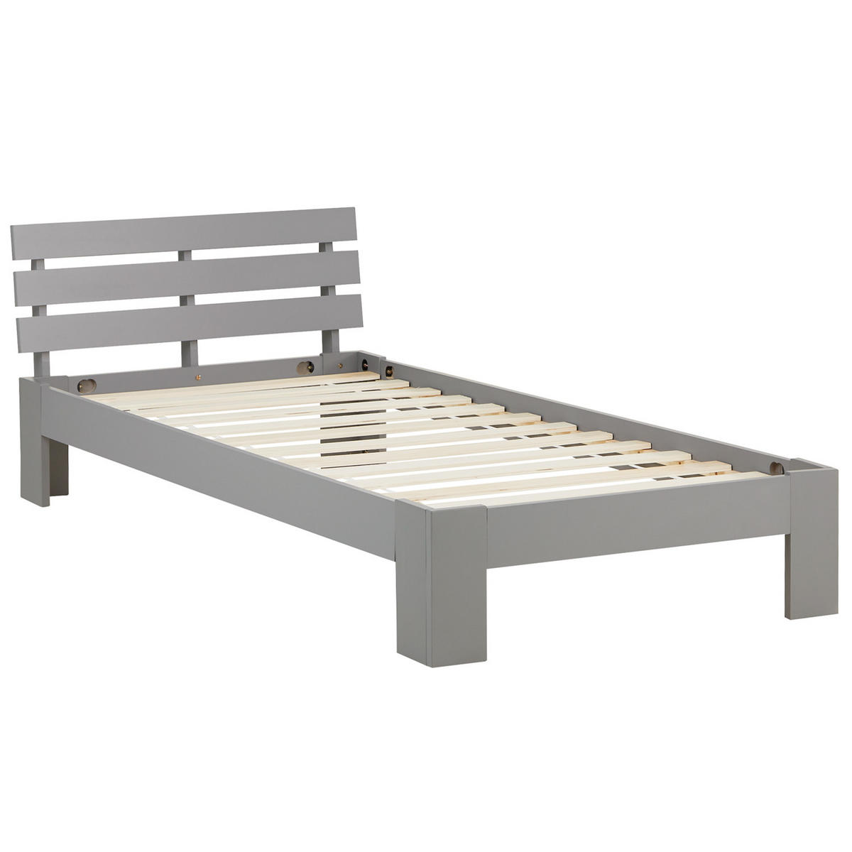 HOLZBETT 90/200 cm mit Lattenrost grau - Grau, Holz (90/200cm) - Homestyle4u