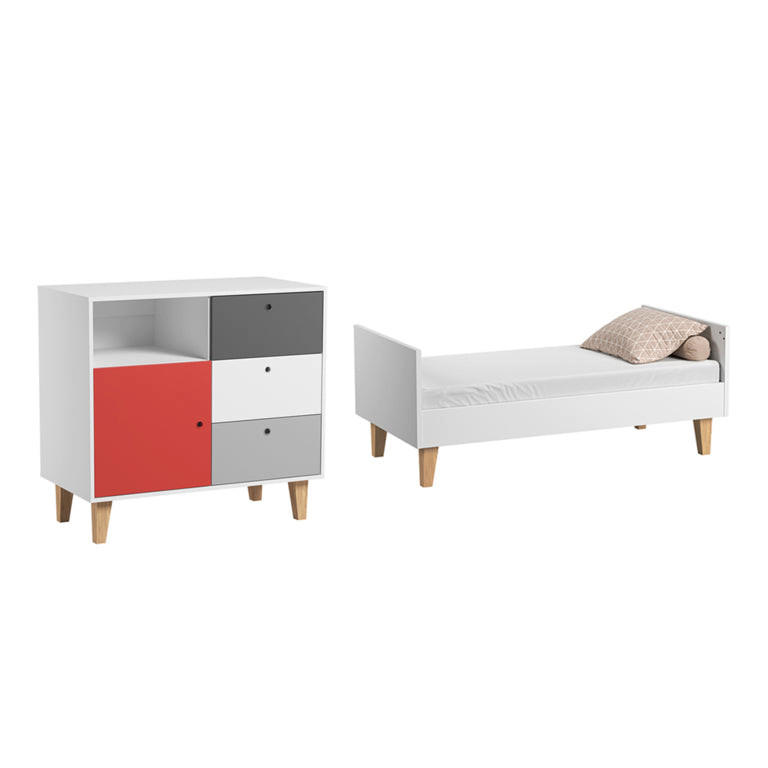 SOBA ZA BEBE 2-dijelni Concept crveni - crvena, drvni materijal (144.5/97/75cm) - Petits-meubles