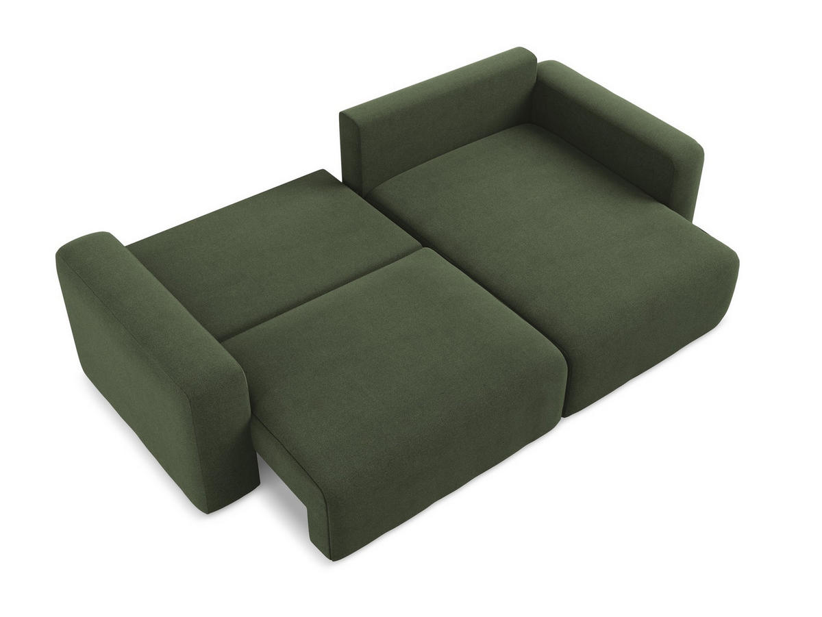ECKSOFA mit Schlaffunktion rechts Strukturstoff Stoff Grün - Blau/Schwarz, Kunststoff/Textil (244/149cm) - Makamii