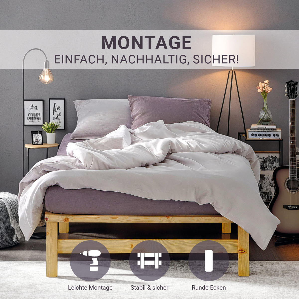 HOLZBETT Palettenbett 90/200 cm natur - Braun, Holz (90/200cm) - Homestyle4u